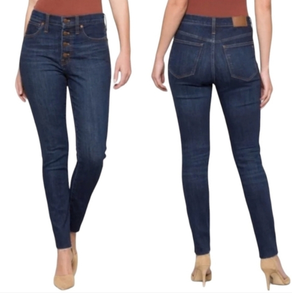 Madewell 10” Inch High Rise Dark Wash Skinny Jeans Nwot 32 - Picture 1 of 9